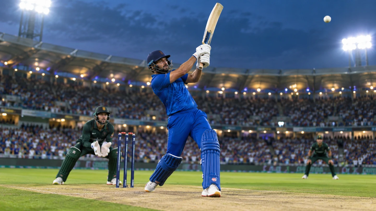 An original cricket sports scene